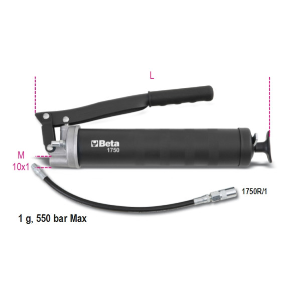 550bar Lever-Operated Grease Gun, 400 cm³