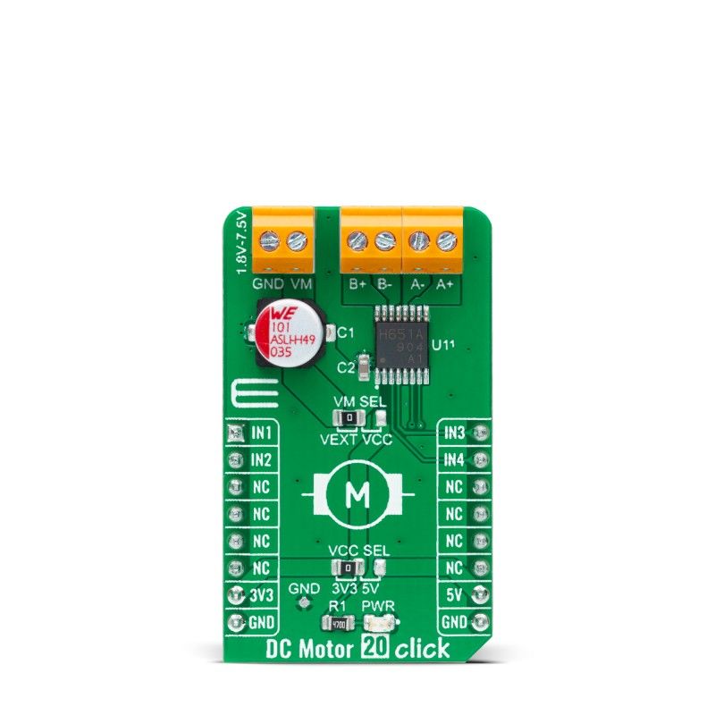 MikroElektronika DC Motor 20 Click DC Motor Driver for TC78H651AFNG for mikroBUS Socket