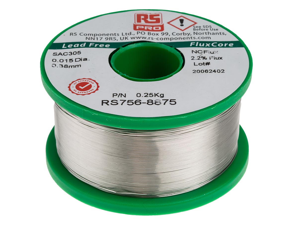 RS PRO Wire, 0.38mm Lead Free Solder, 217°C Melting Point
