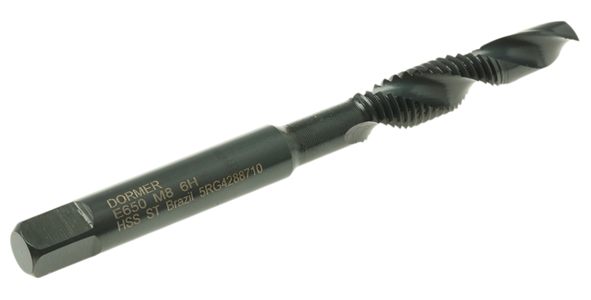Dormer Threading Tap HSS 1-Piece 1.25mm Pitch Metric Standard M8 Thread