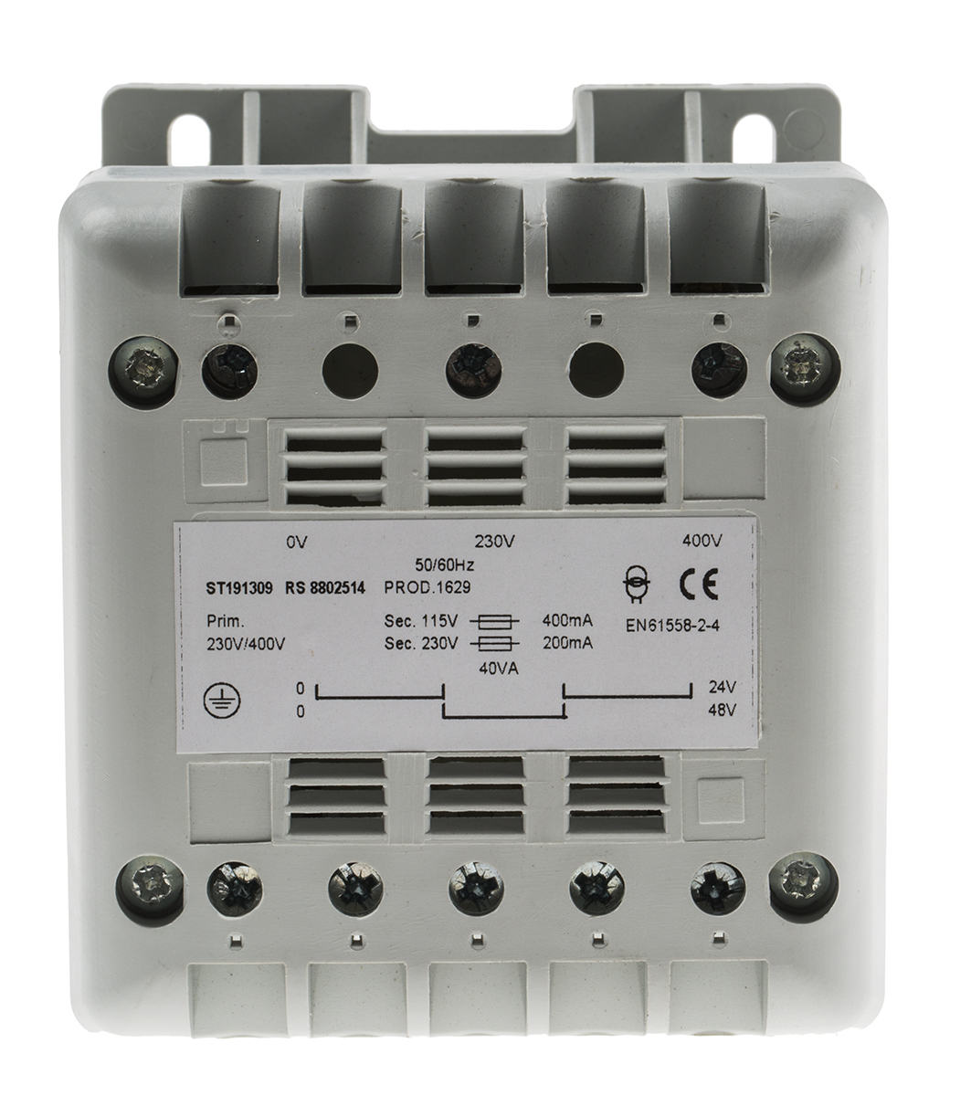 RS PRO 40VA DIN Rail Transformer, 400V ac Primary, 115V ac Secondary