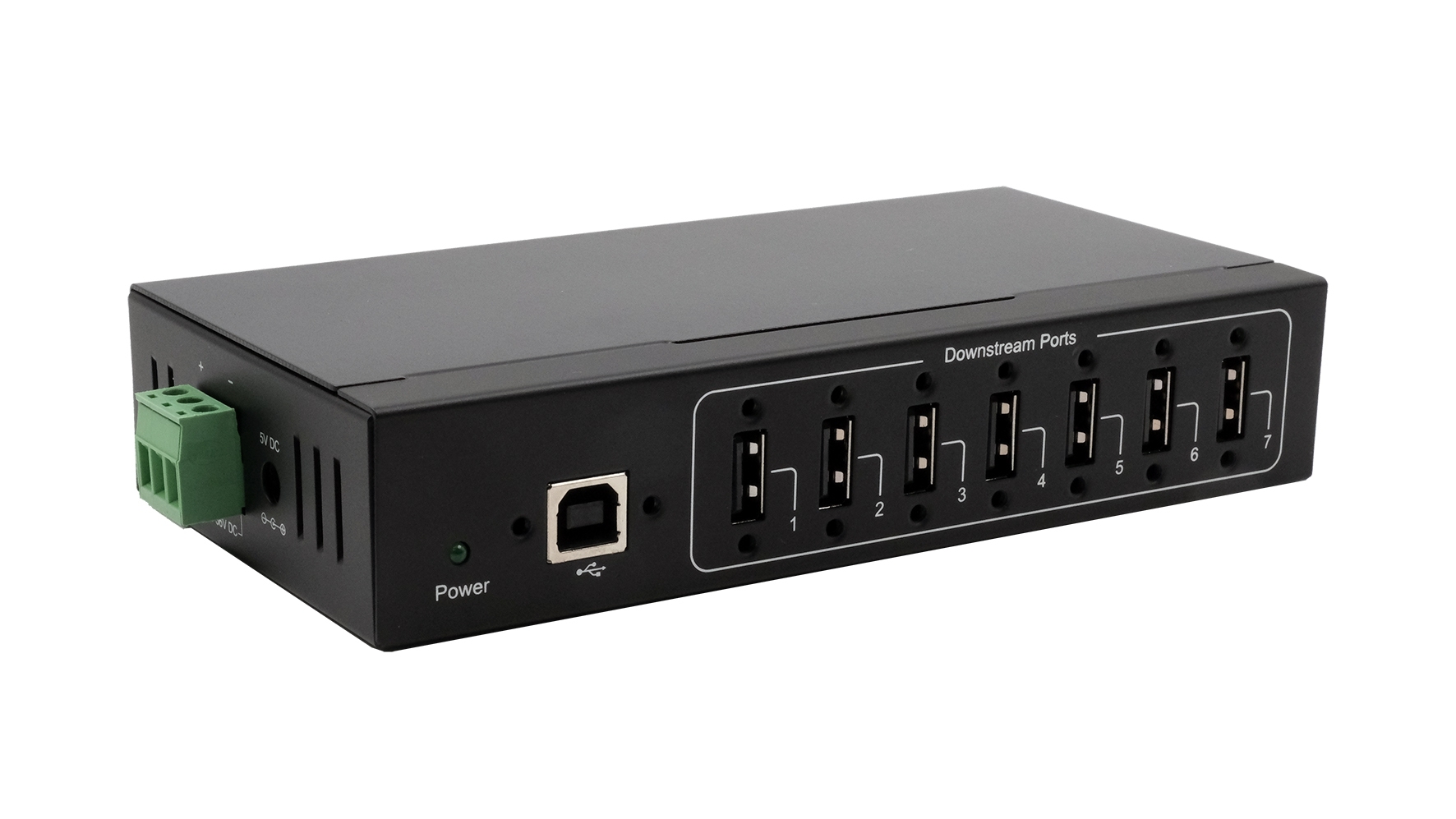 Exsys 7 Port USB 2.0 USB A, USB B  Hub, Terminal Connector Powered, 158 x 80.70 x 32.20mm