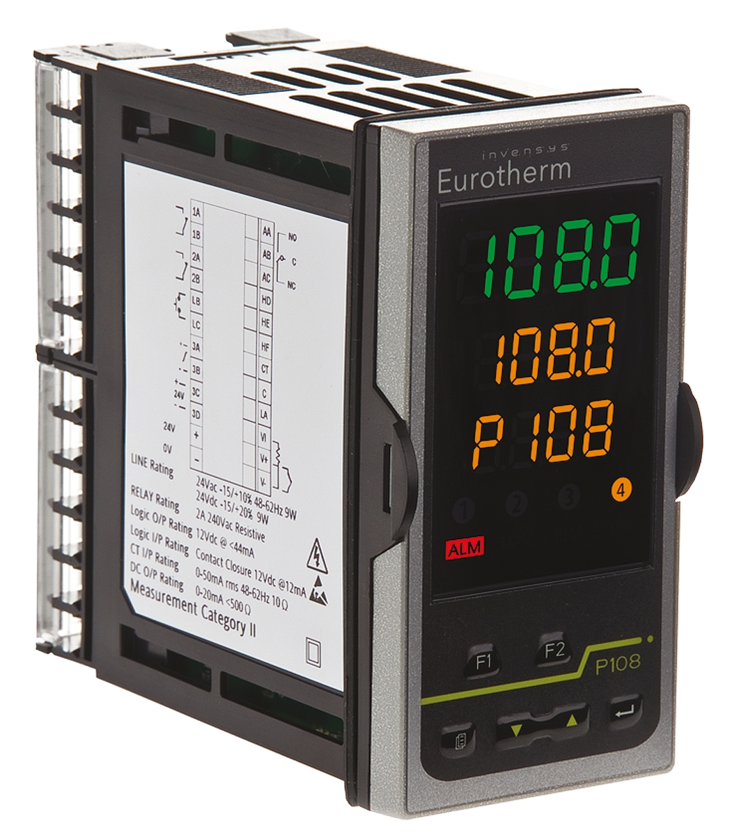 Eurotherm Piccolo P108 PID Temperature Controller, 48 x 96mm, 2 Output Logic, Relay, 85 → 264 V ac Supply Voltage