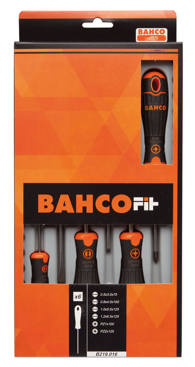 Bahco B219.016 Pozidriv; Slotted Screwdriver Set, 6-Piece