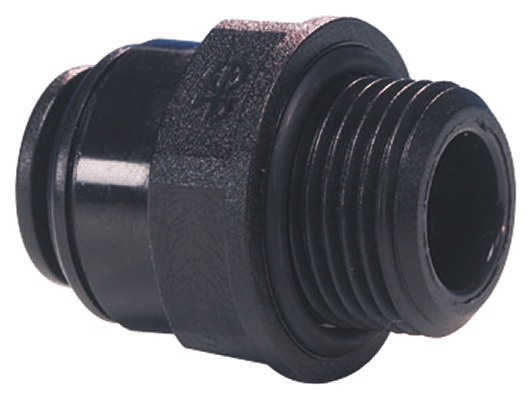 John Guest PM Series Straight Threaded Adaptor, R 1/4 Male to Push In 10 mm, Threaded-to-Tube Connection Style