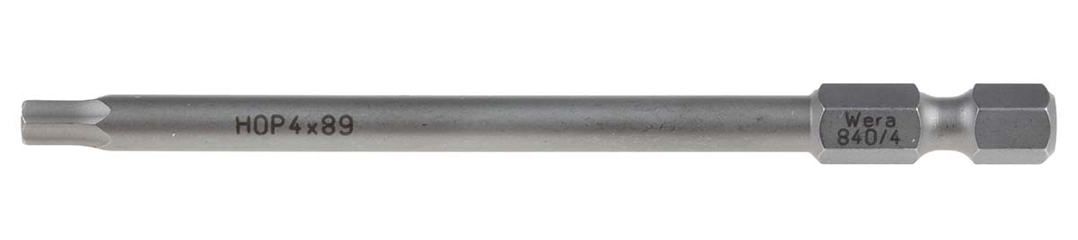 Wera Hexagon Screwdriver Bit, 4 mm Tip, 89 mm Overall