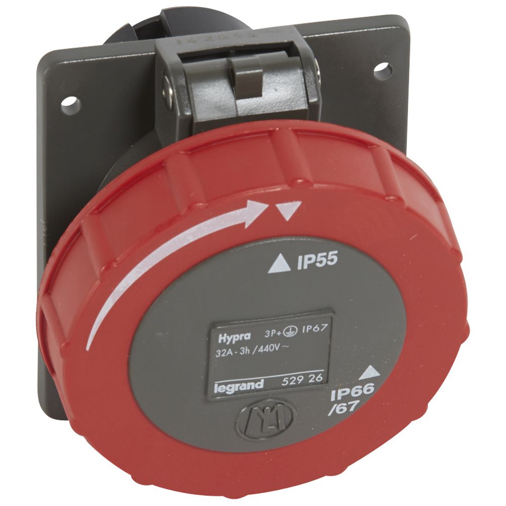 Legrand, Hypra IP67 Red 3P+E Socket Socket, Rated At 32A, 440 V No
