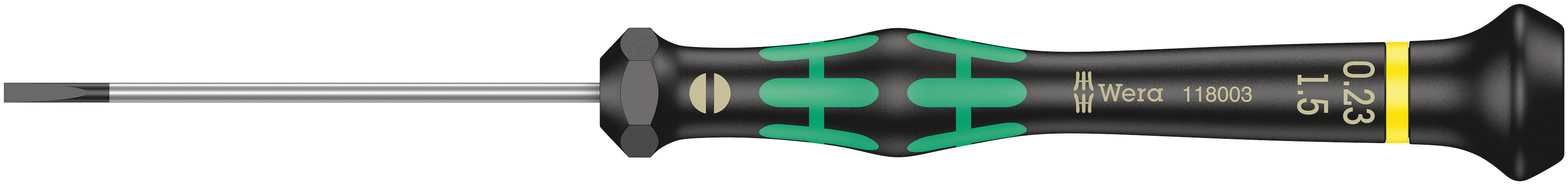 Wera Slotted Precision Screwdriver, 1.5 x 0.23 mm Tip, 60 mm Blade, 157 mm Overall