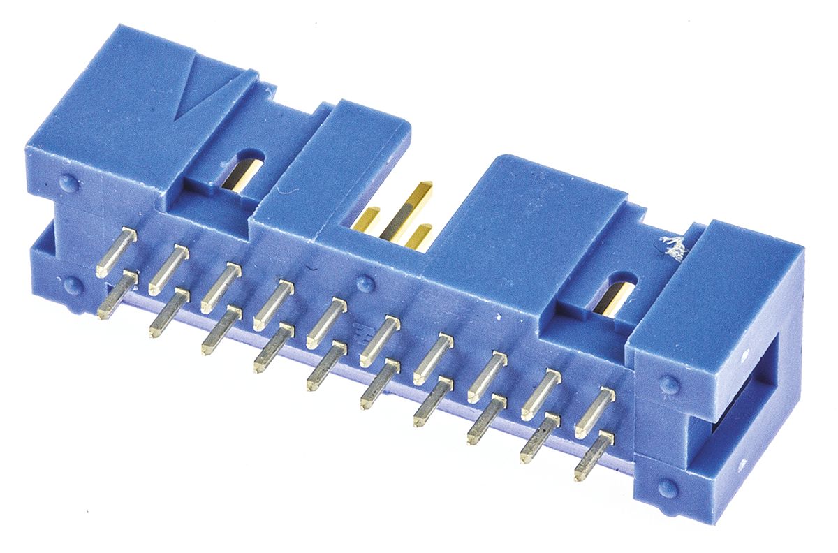 TE Connectivity AMP-LATCH Series Straight Through Hole PCB Header, 20 Contact(s), 2.54 mm Pitch, 2 Row, Shrouded