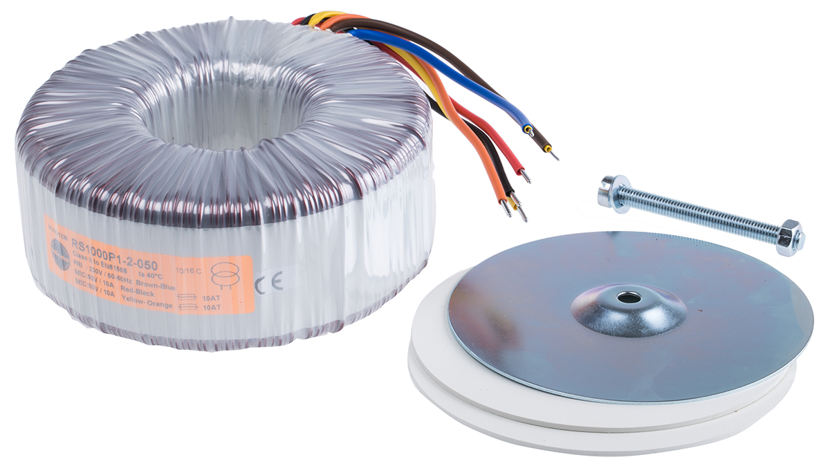 Nuvotem Talema 230V ac, 2 x 50V ac Toroidal Transformer, 1000VA 2 Output