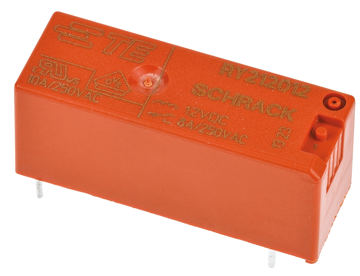 TE Connectivity PCB Mount Power Relay, 12V dc Coil, 8A Switching Current, SPDT