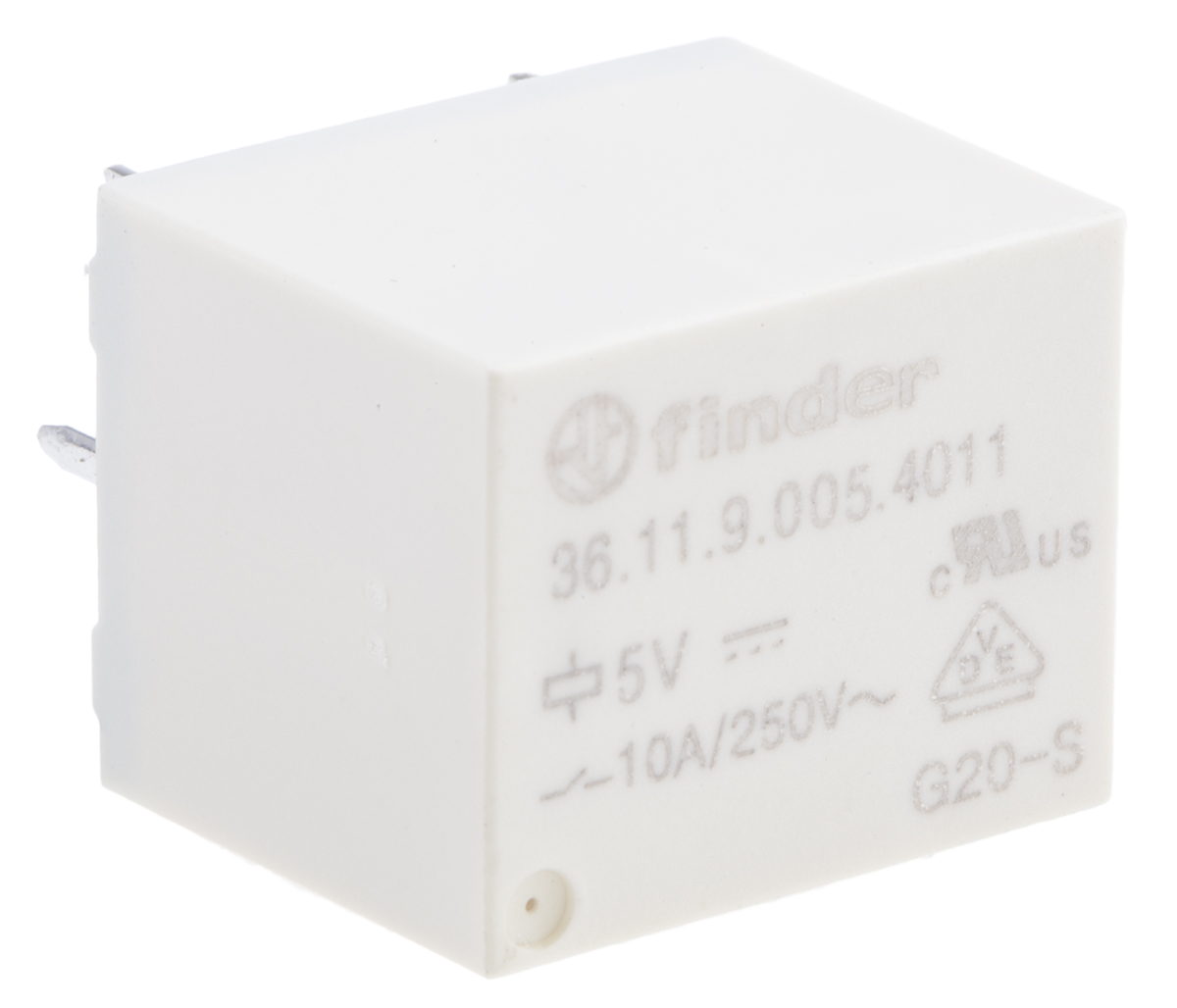 Finder PCB Mount Power Relay, 5V dc Coil, 10A Switching Current, SPDT