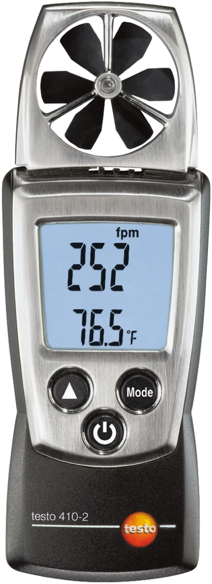 Testo 410-2 NTC, Rotary Vane Anemometer, 20m/s Max, Measures Air Velocity, Humidity, Temperature
