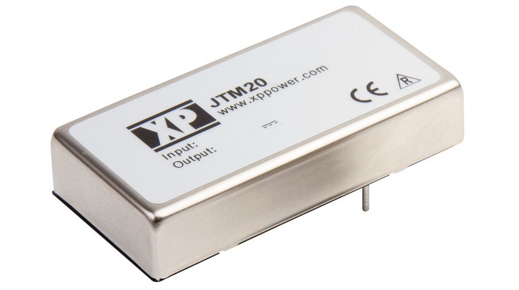 XP Power JTM20 DC-DC Converter, 15V dc/ 600mA Output, 9 → 36 V dc Input, 60W, Through Hole, +105°C Max Temp