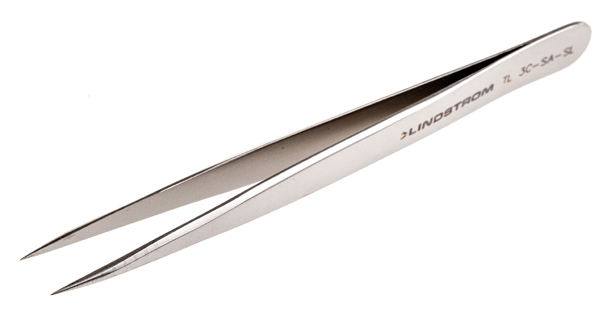 Lindstrom 120 mm, Stainless Steel, Rounded, ESD Tweezers