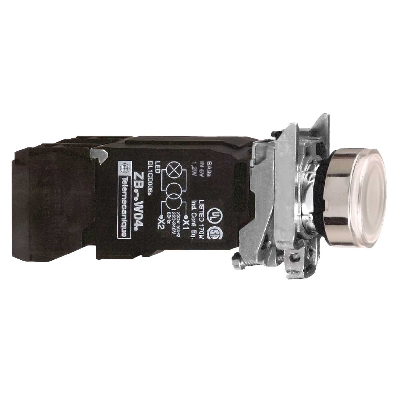 Schneider Electric XB4 Series Push Button, 22mm Cutout, 110 → 120V, IP66, IP67, IP69