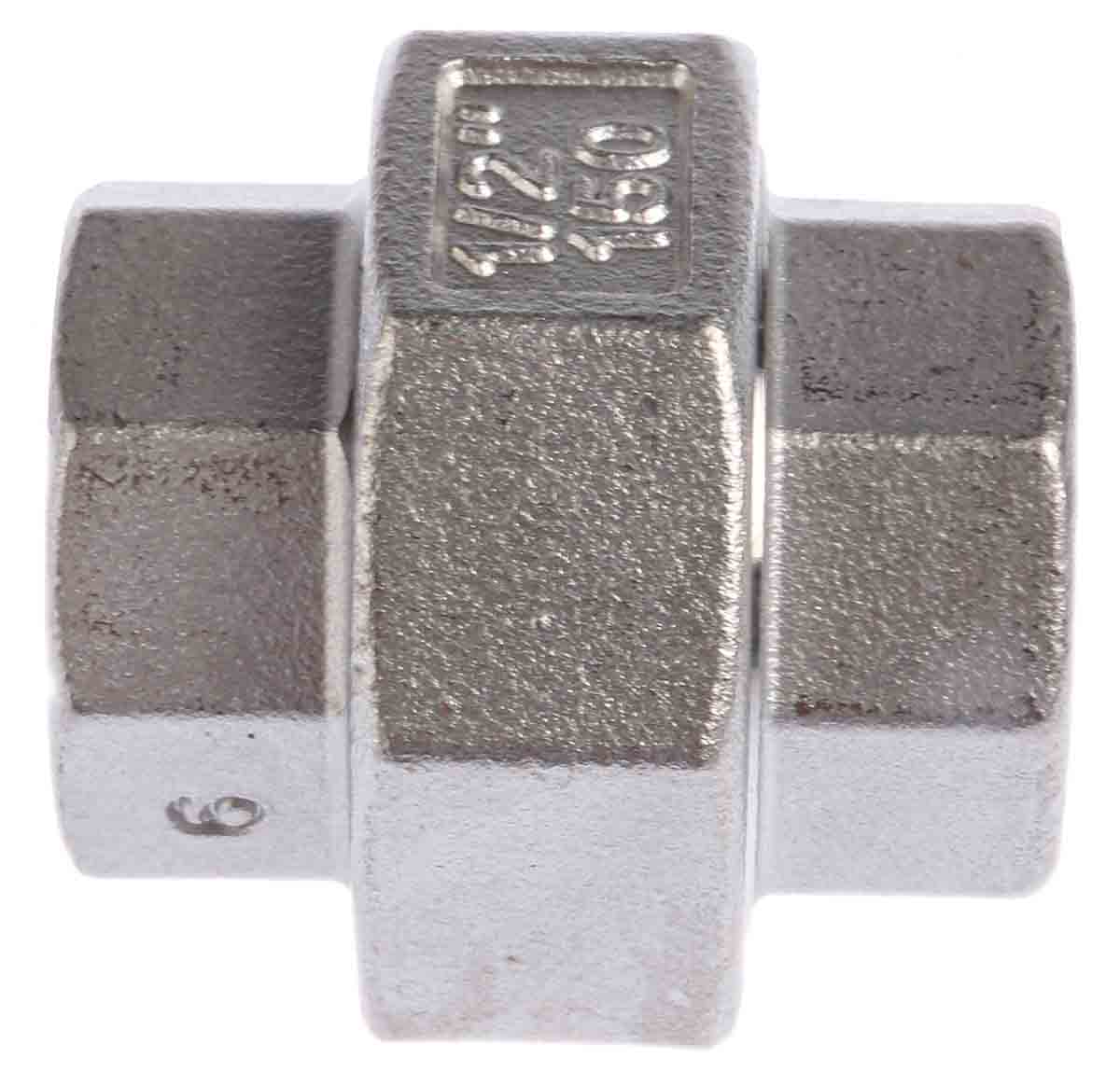 RS PRO Stainless Steel Pipe Fitting, Straight Octagon Union, Female G 1/2in x Female G 1/2in