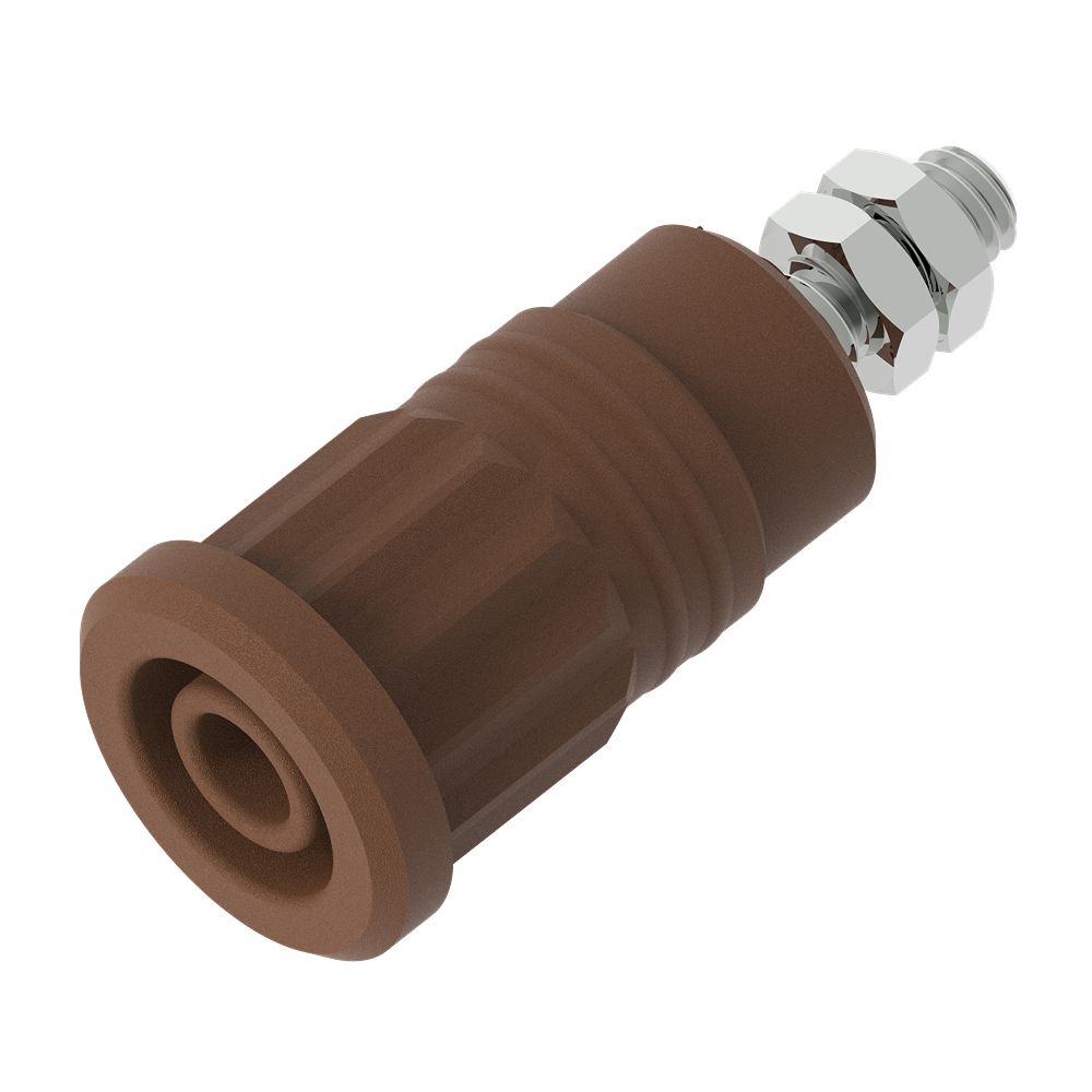 Electro PJP Brown Female Banana Socket, 4 mm Connector, Press Fit Termination, 36A, 1kV, Nickel Plating