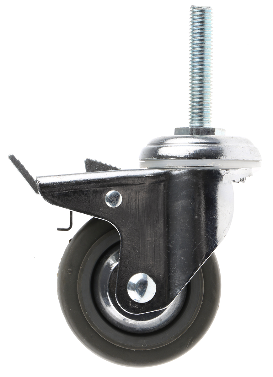 Guitel Hervieu Braked Swivel Castor Wheel, 70kg Capacity, 80mm Wheel