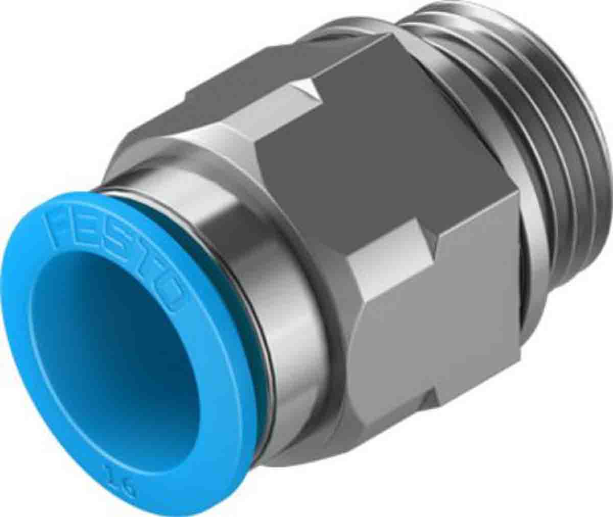 Festo Straight Threaded Adaptor, G 1/2 Male to Push In 16 mm, Threaded-to-Tube Connection Style, 132047