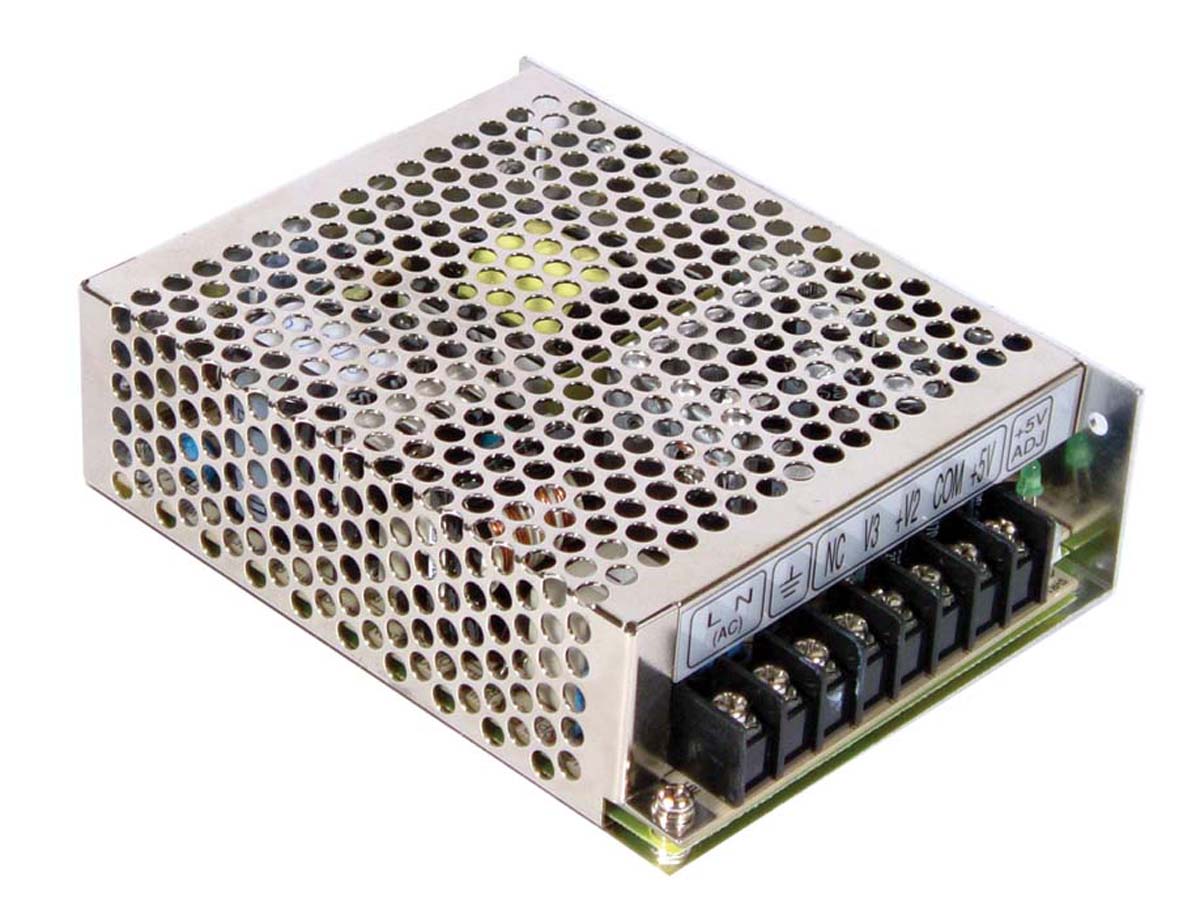 MEAN WELL Switching Power Supply, RT-65D, 5V dc, 1 A, 1.5 A, 4 A, 68W, Triple Output, 125 → 373 V dc, 88