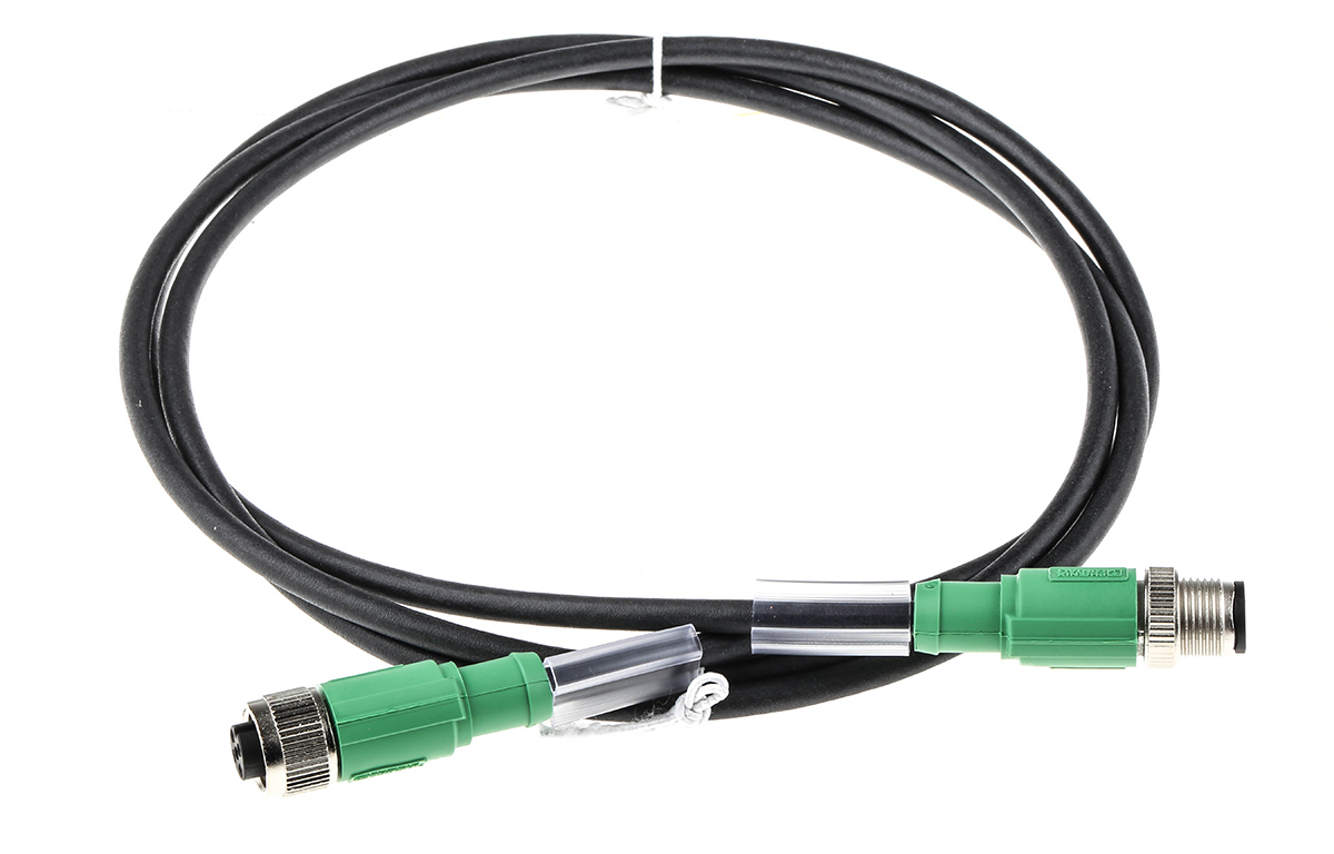 Phoenix Contact Male 4 way Threaded to Female 4 way M12 Sensor Actuator Cable, 1.5 m