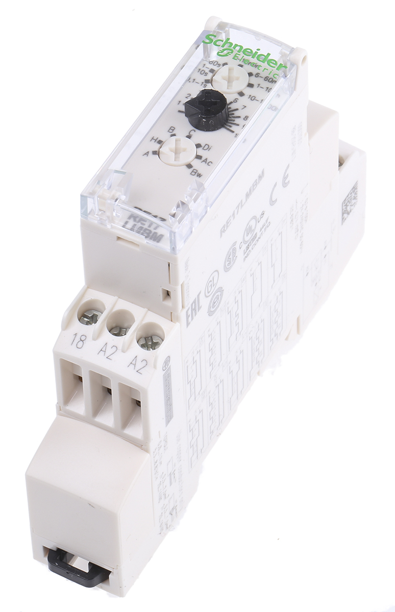 Schneider Electric Harmony Time Series DIN Rail Mount Timer Relay, 24 → 240V ac, 0.1 s → 100h, Solid State