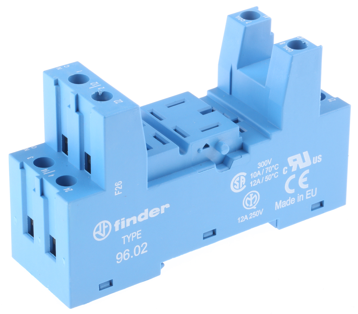 Finder 96 8 Pin 250V ac DIN Rail Relay Socket, for use with 56.32