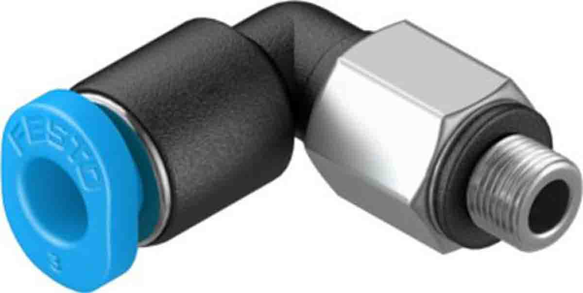 Festo Elbow Threaded Adaptor, M3 Male to Push In 3 mm, Threaded-to-Tube Connection Style, 130768