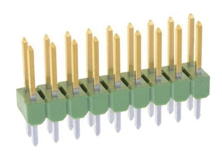 TE Connectivity AMPMODU MOD II Series Straight Through Hole Pin Header, 18 Contact(s), 2.54 mm Pitch, 2 Row, Unshrouded