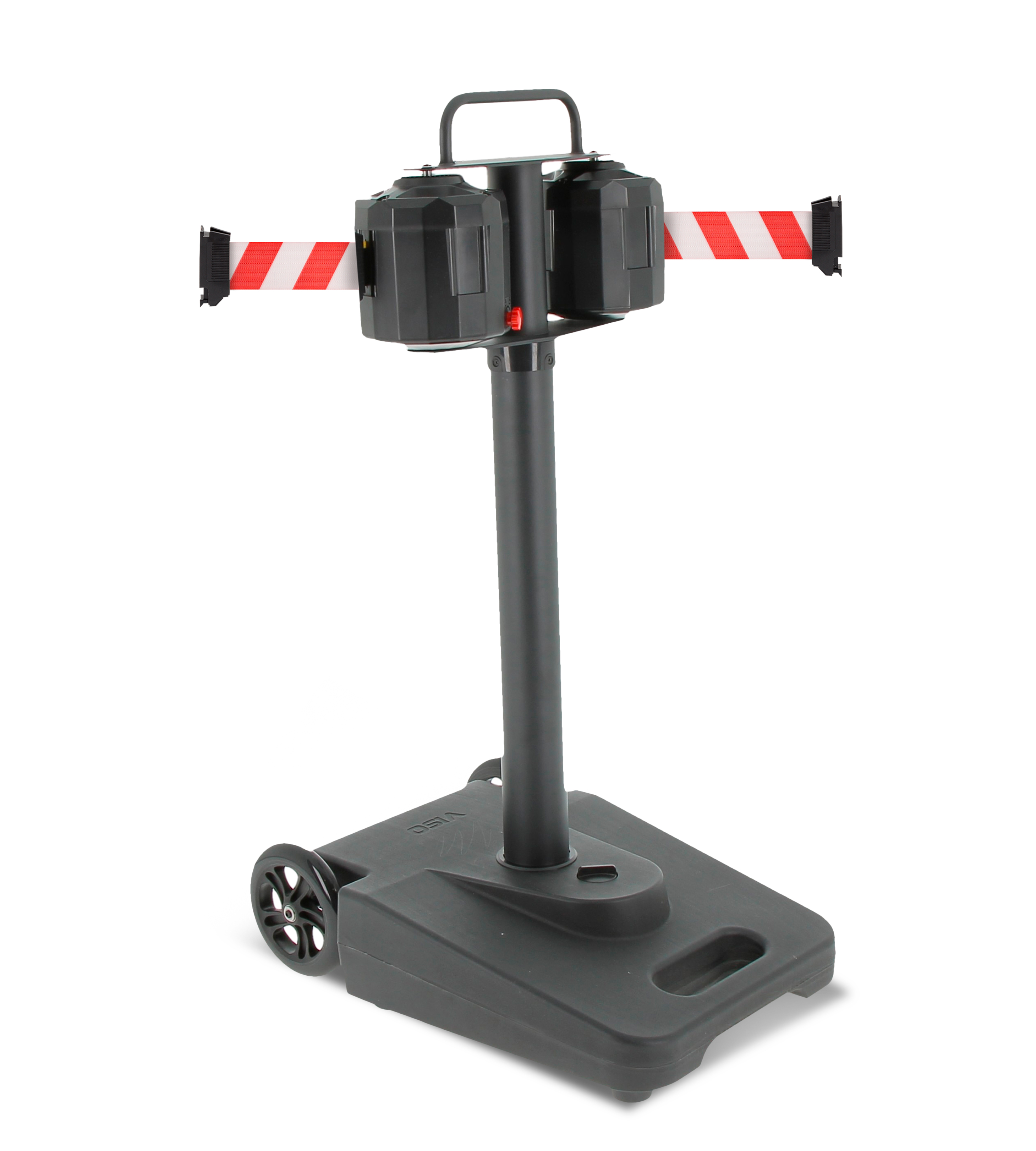 Viso Black Polypropylene, Steel Retractable Barrier, 20m, Red/White Tape