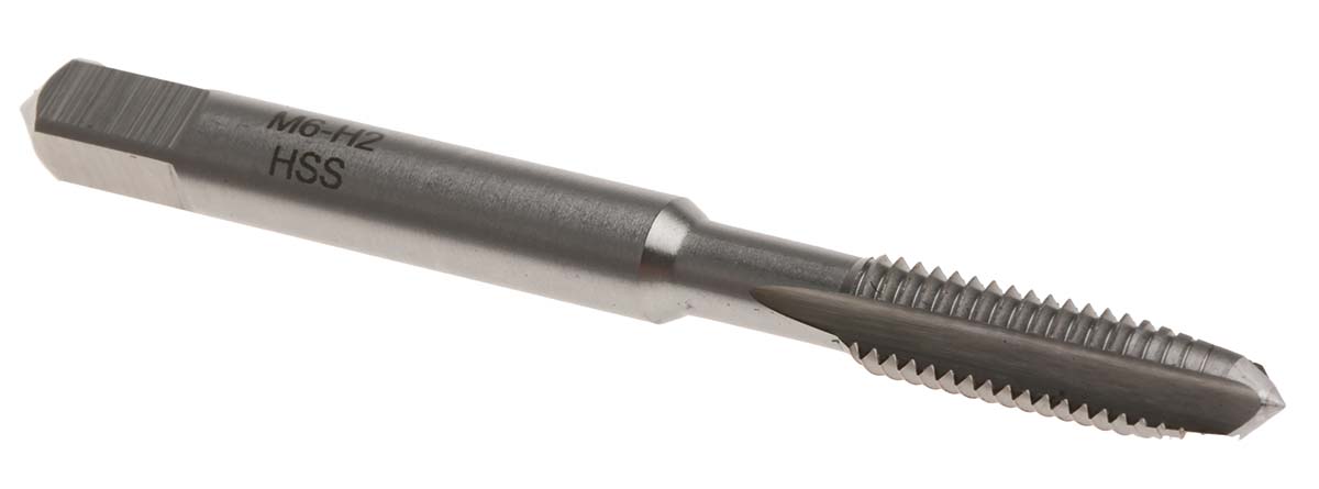 RS PRO Threading Tap HSS 1-Piece 1mm Pitch Metric Standard Hand Tap M6 Thread