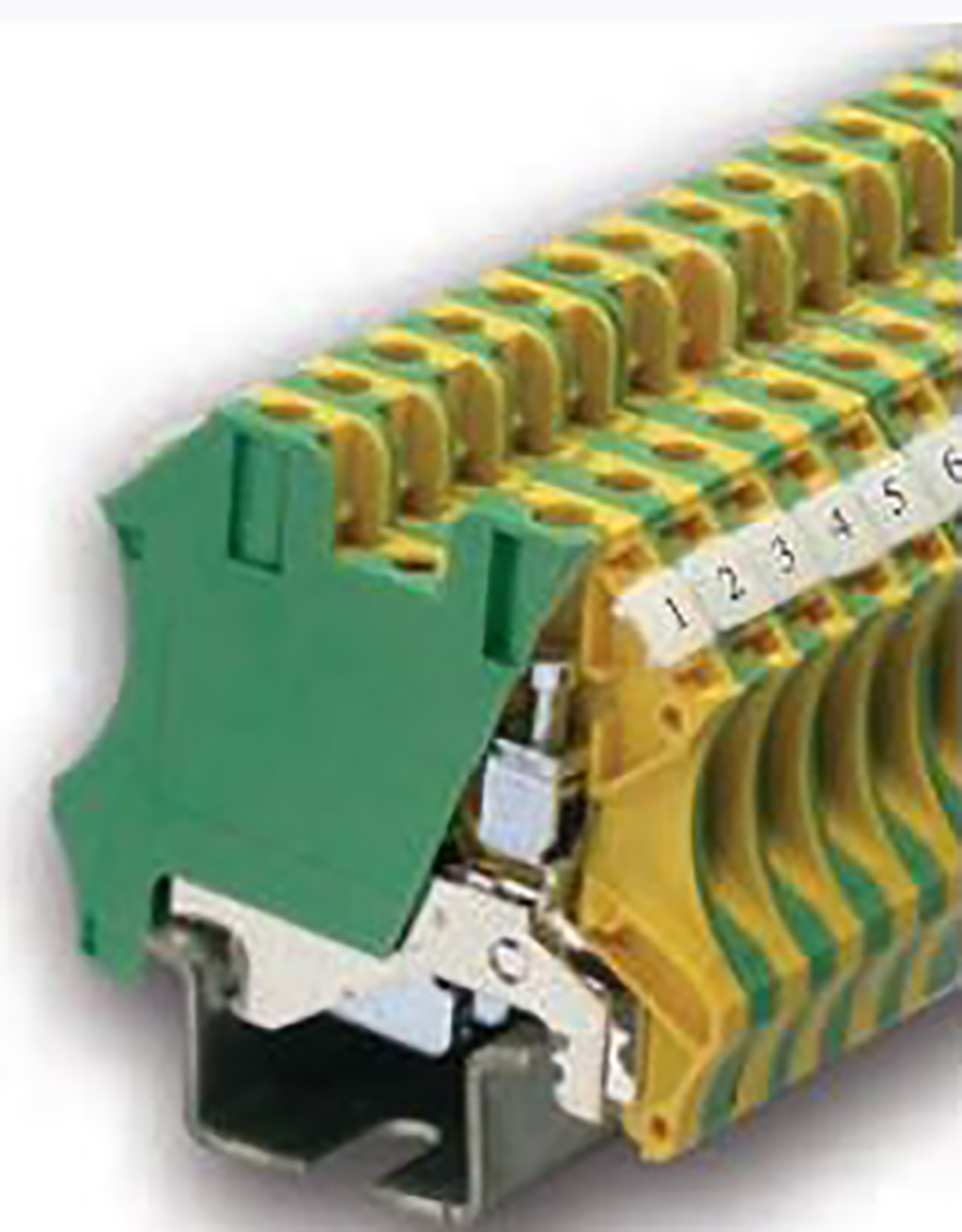 RS PRO 2-Way DIN Rail Earth Block, 0.5 to 4mm², 26 → 10 AWG Wire, Screw