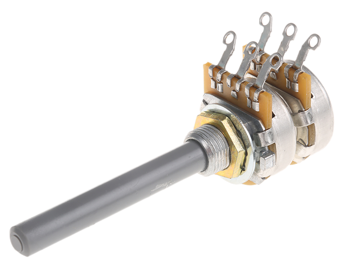 TE Connectivity 27 47kΩ Rotary Potentiometer 2-Gang Panel Mount, 27ESA473MMF50NF