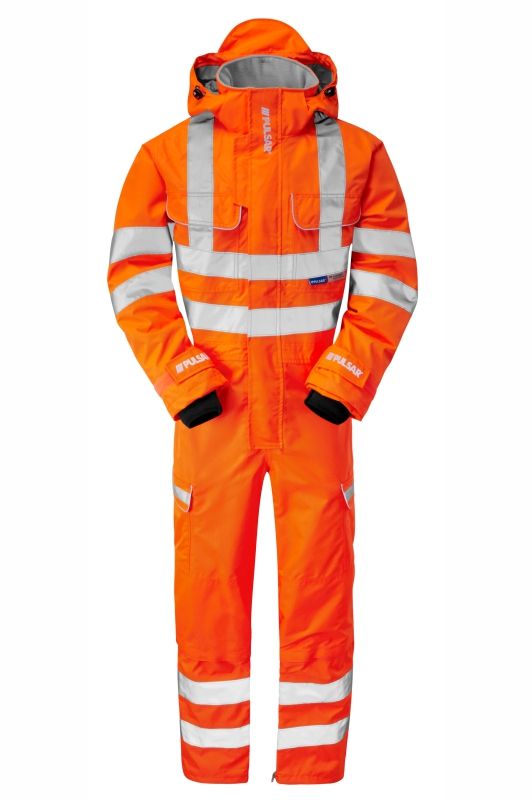 PULSAR Orange Reusable Hi Vis Overalls, L