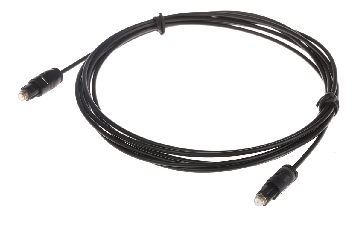 RS PRO Male TOSlink to Male TOSlink Optical Audio Cable, 2.5m