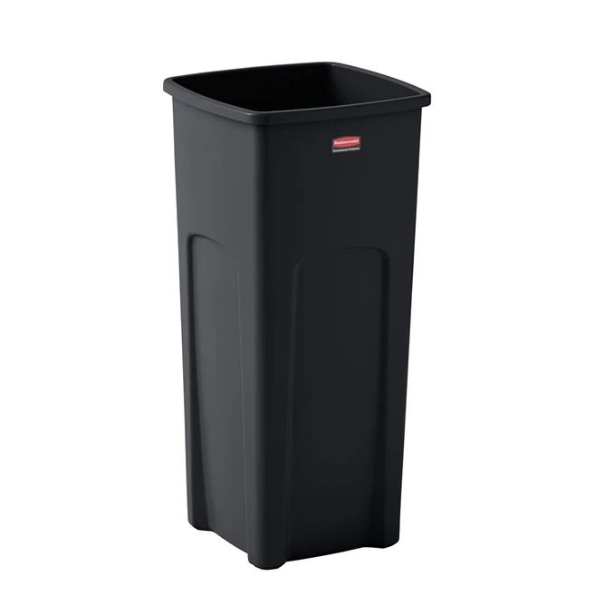 Rubbermaid Commercial Products Universal 23gal Black Swing Top Resin Waste Bin