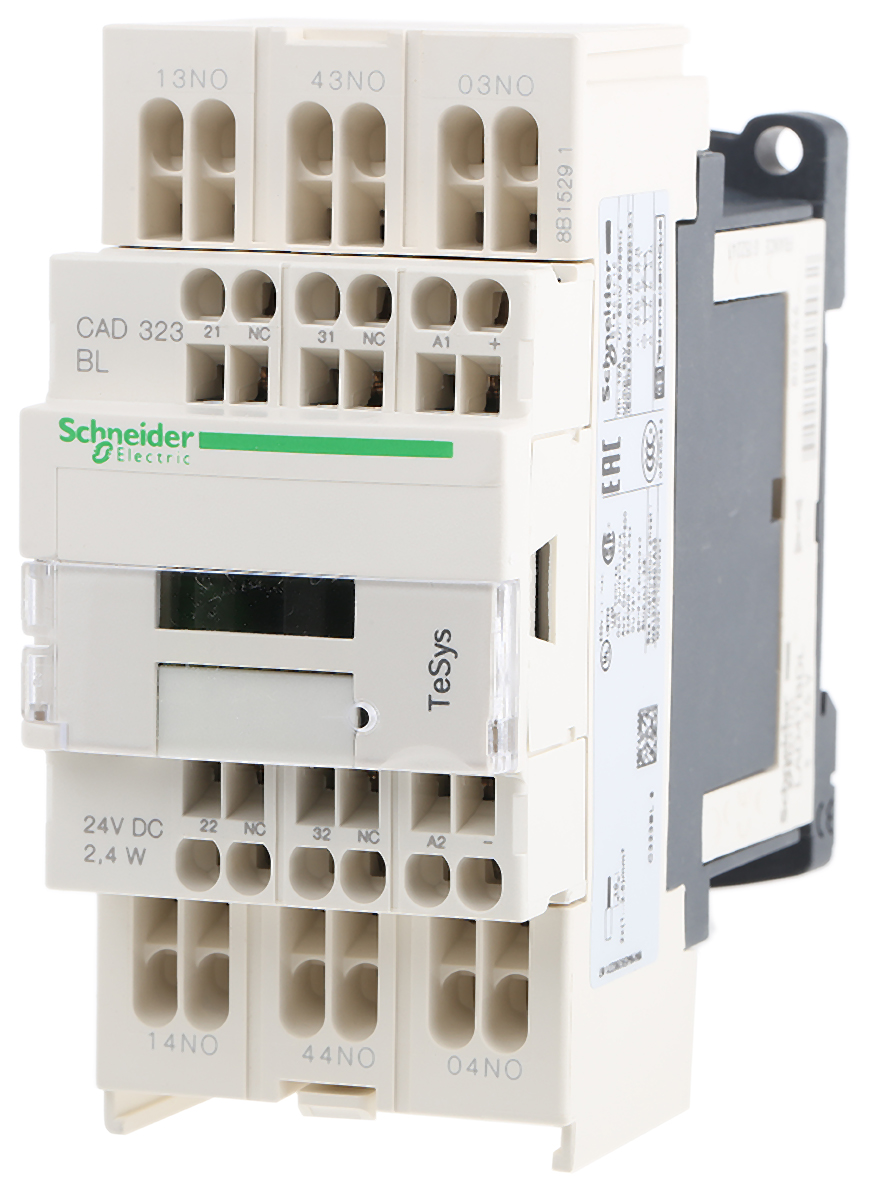 Schneider Electric CAD Contactor, 24 V Coil, 5-Pole, 10 A 24 V, 3 NO/2 NC, 690V