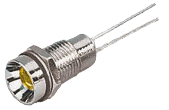 RS PRO Yellow Panel Mount Indicator, 2V dc, 8mm Mounting Hole Size, IP67