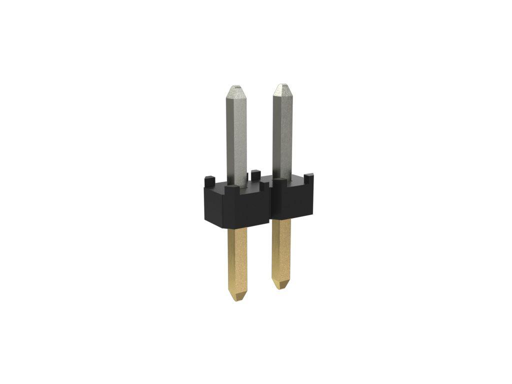 Amphenol Communications Solutions Minitek Series Straight Through Hole Pin Header, 2 Contact(s), 2 mm Pitch, 1 Row,