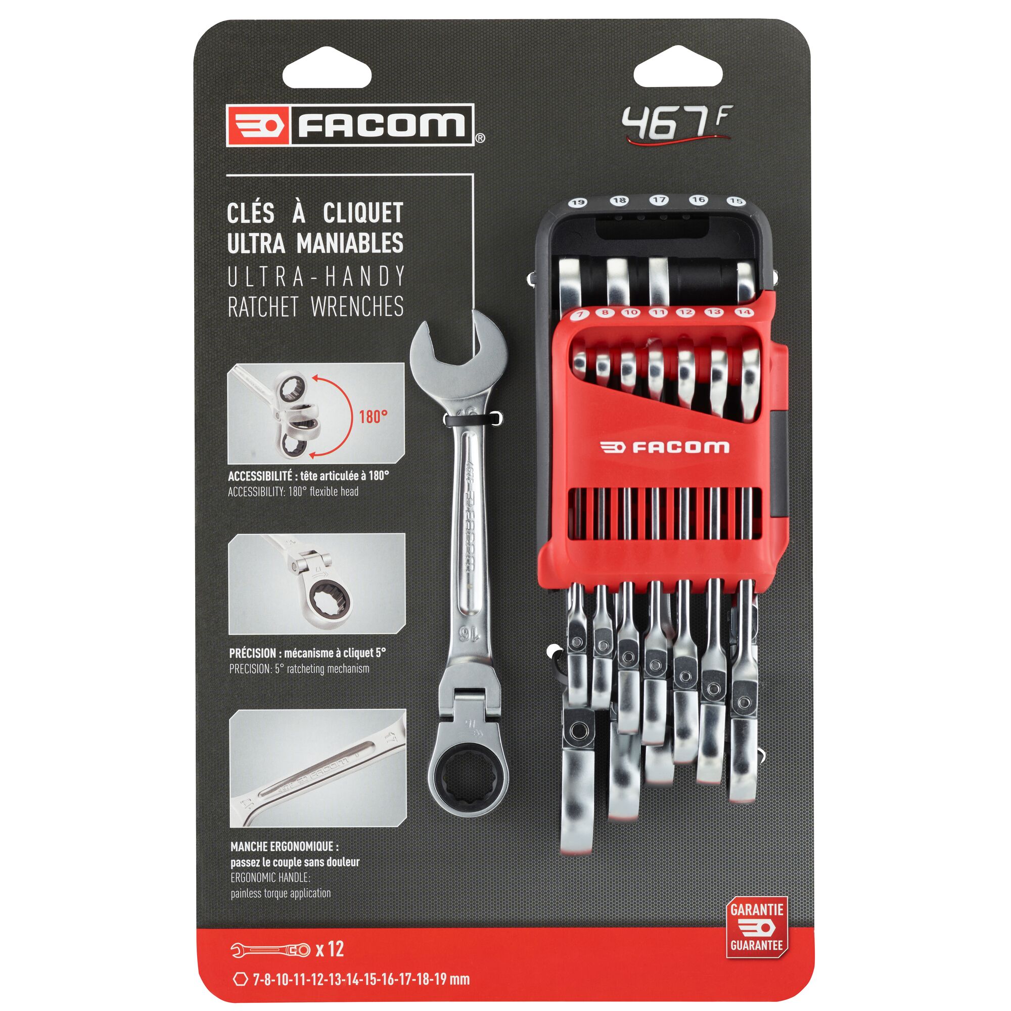 Facom 467BF Series 12-Piece Spanner Set, 7 → 19 mm