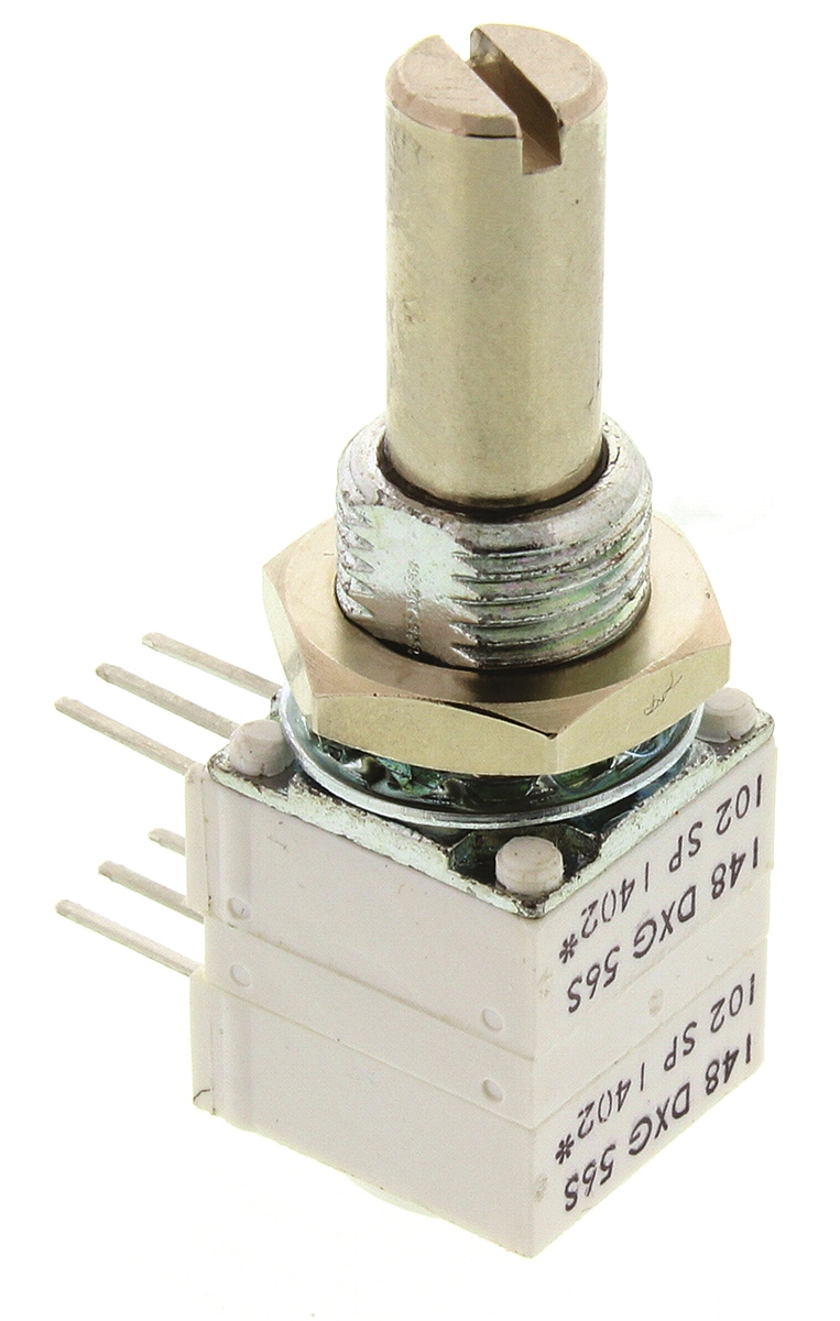 Vishay 148 1kΩ Rotary Potentiometer 1-Gang, Panel Mount (Through Hole), 14820F0GJSX13102KA