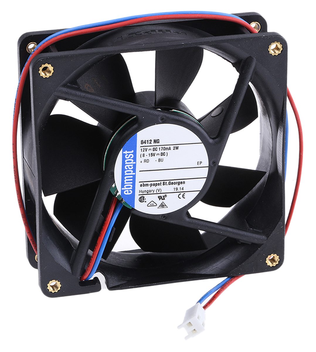 ebm-papst 8400 N Series Axial Fan, 12 V dc, DC Operation, 69m³/h, 2W, 80 x 80 x 25mm
