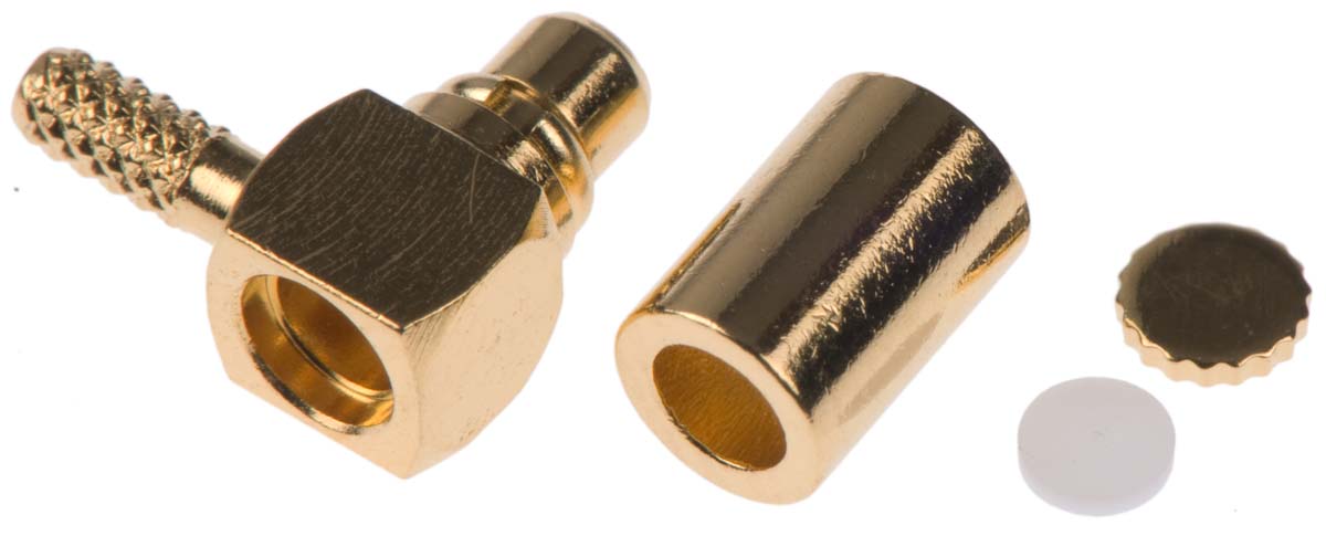 Amphenol RF, Plug Cable Mount MMCX Connector, 50Ω, Crimp Termination, Right Angle Body