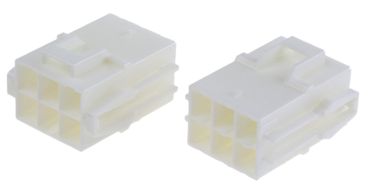 JST, VL Female Connector Housing, 6.2mm Pitch, 6 Way, 2 Row
