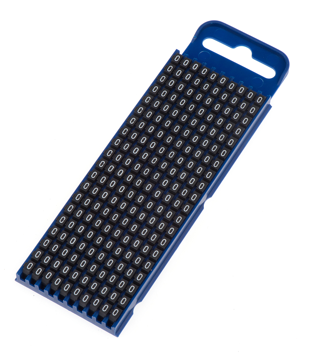 HellermannTyton WIC2 Snap On Cable Markers, Black, Pre-printed "0", 2.8 → 3.8mm Cable, 561-02600 WIC2-0-PA66-BK