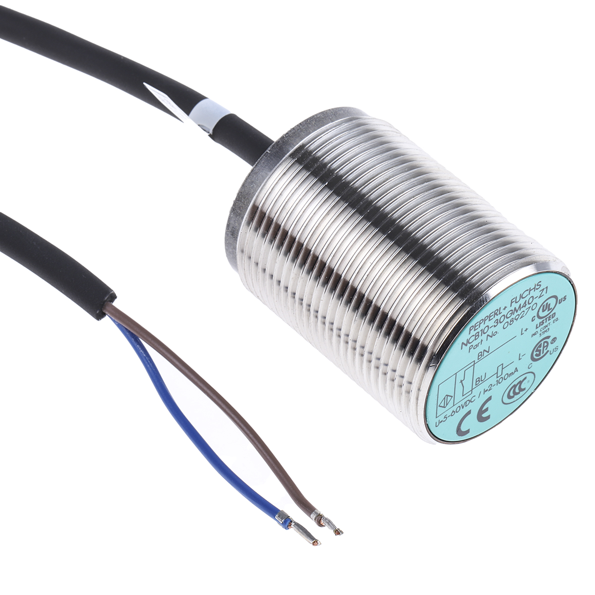 Pepperl + Fuchs Inductive Threaded Barrel Proximity Sensor, M30, 10 mm Detection, 2-Wire NC, 5 → 60 V dc