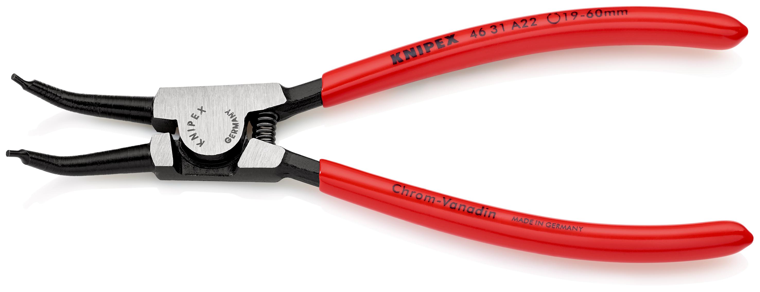 Knipex 46 31 A22 Circlip Pliers, 185 mm Overall, Bent Tip