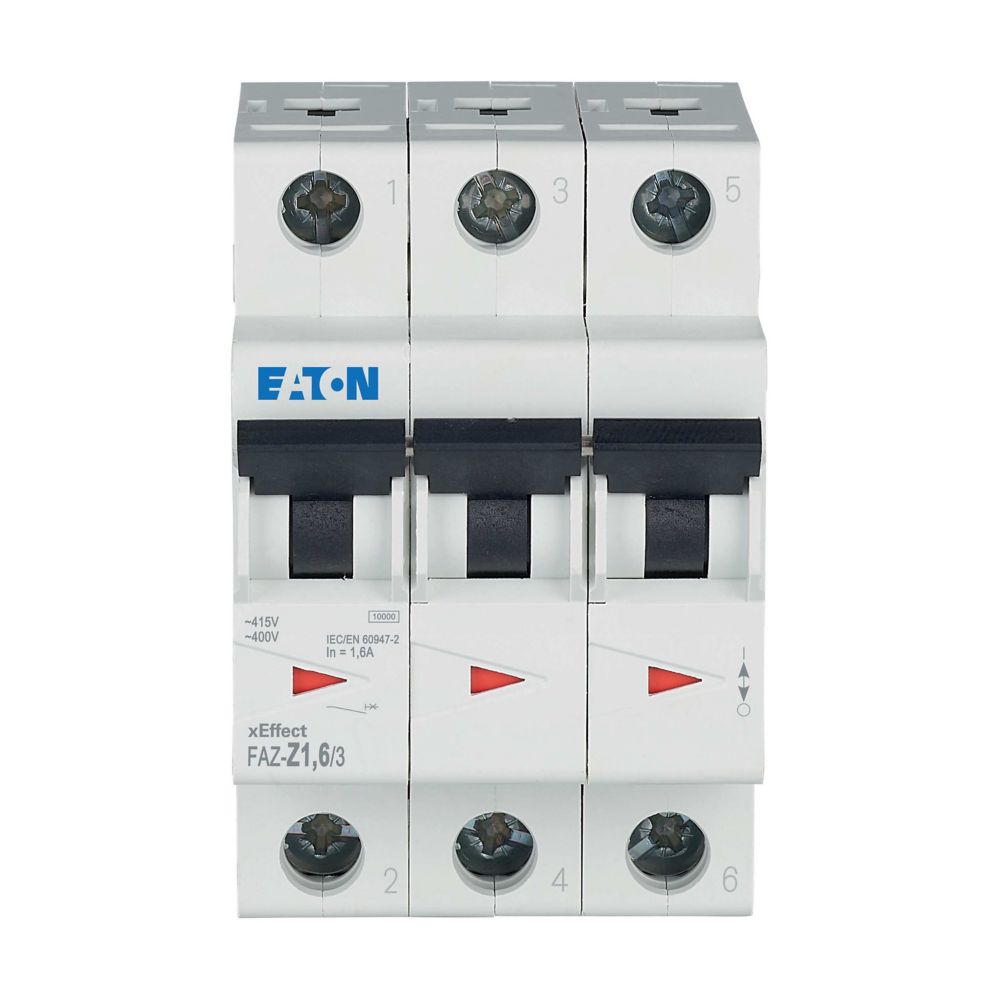 Eaton xEffect FAZ MCB, 3P, 1.6A, Type Z, 400V AC, 10 kA Breaking Capacity