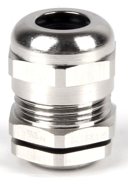 RS PRO Metallic Nickel Plated Brass Cable Gland, M16 Thread, 4mm min., 8mm max., IP68